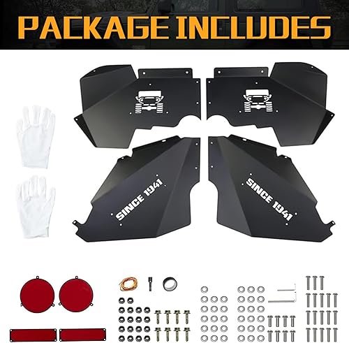 Miniatura 6 de JROAD Compatible con guardabarros interior Jeep Wrangler, forros de guardabarros delantero y trasero, aluminio, con 6 luces LED para Wrangler