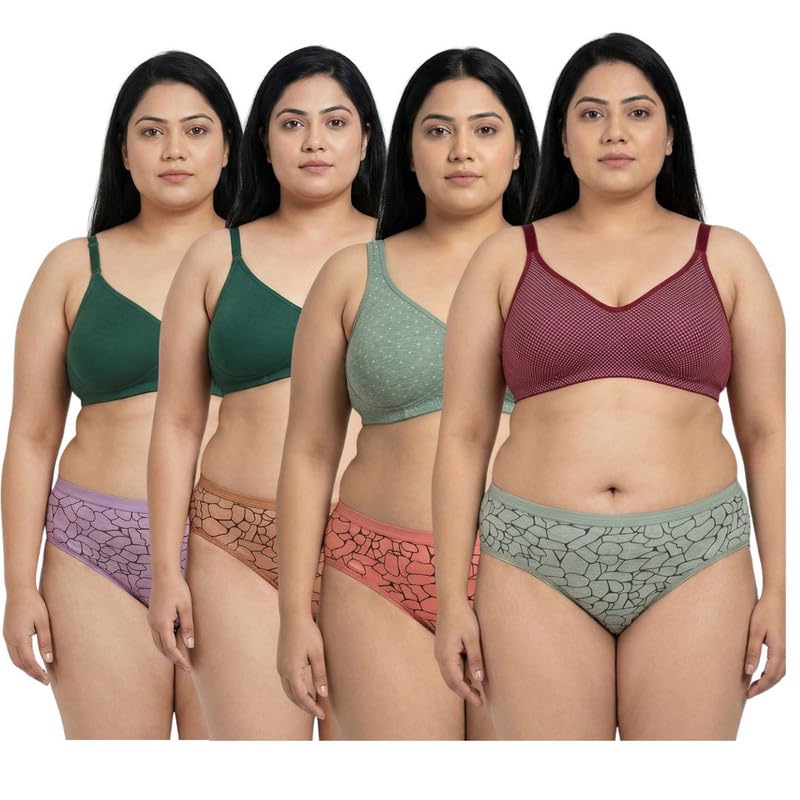 Women’s Printed Cotton Panties Soft Breathable Stretch Bikini Underwear, Mid Rise Comfortable Everyday Briefs Pack of 4 (Multicolor)-image-12