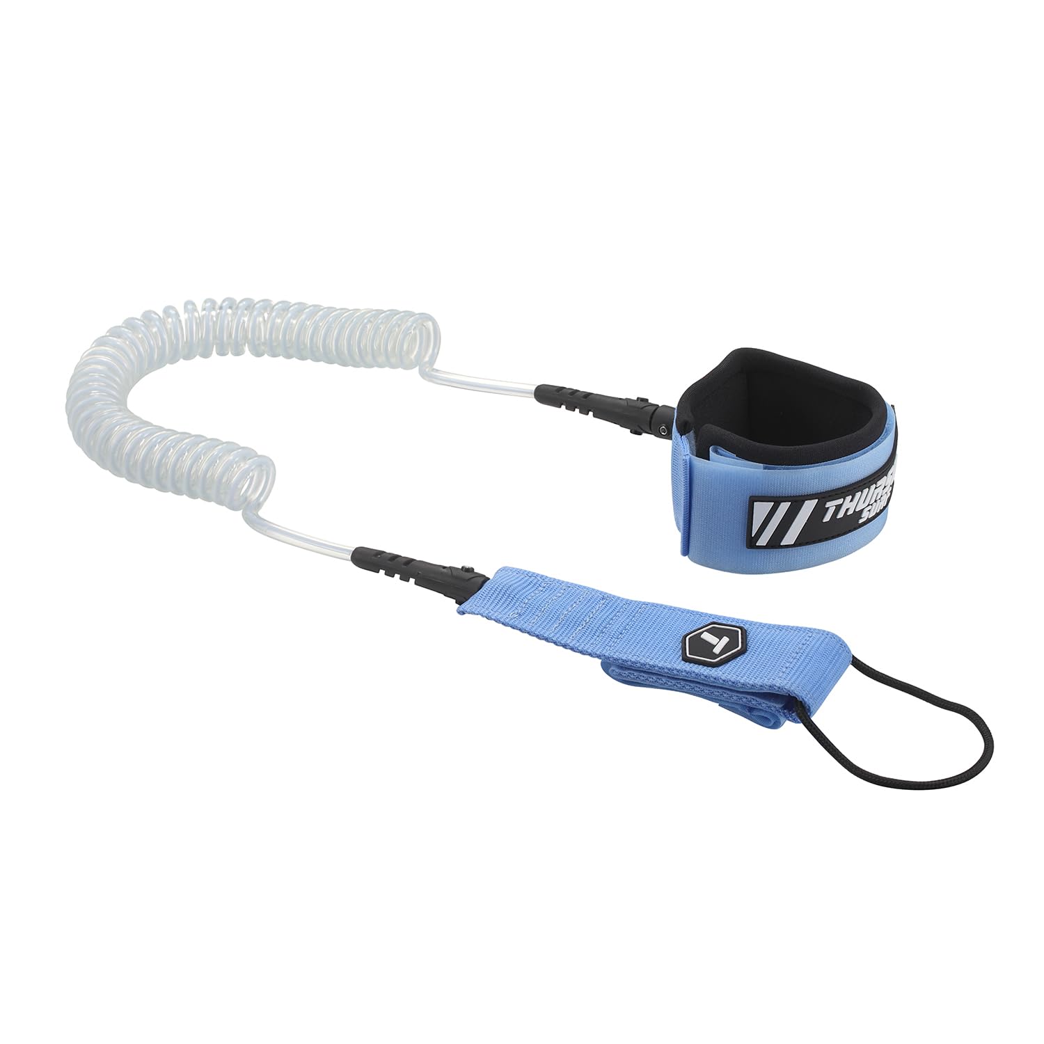 THURSO SURF Guinzaglio a spirale in acciaio inossidabile di alta qualità, 3 m – 7 mm, doppia rotazione in acciaio inossidabile, antiruggine, comodo polsino imbottito in neoprene, guinzaglio leggero