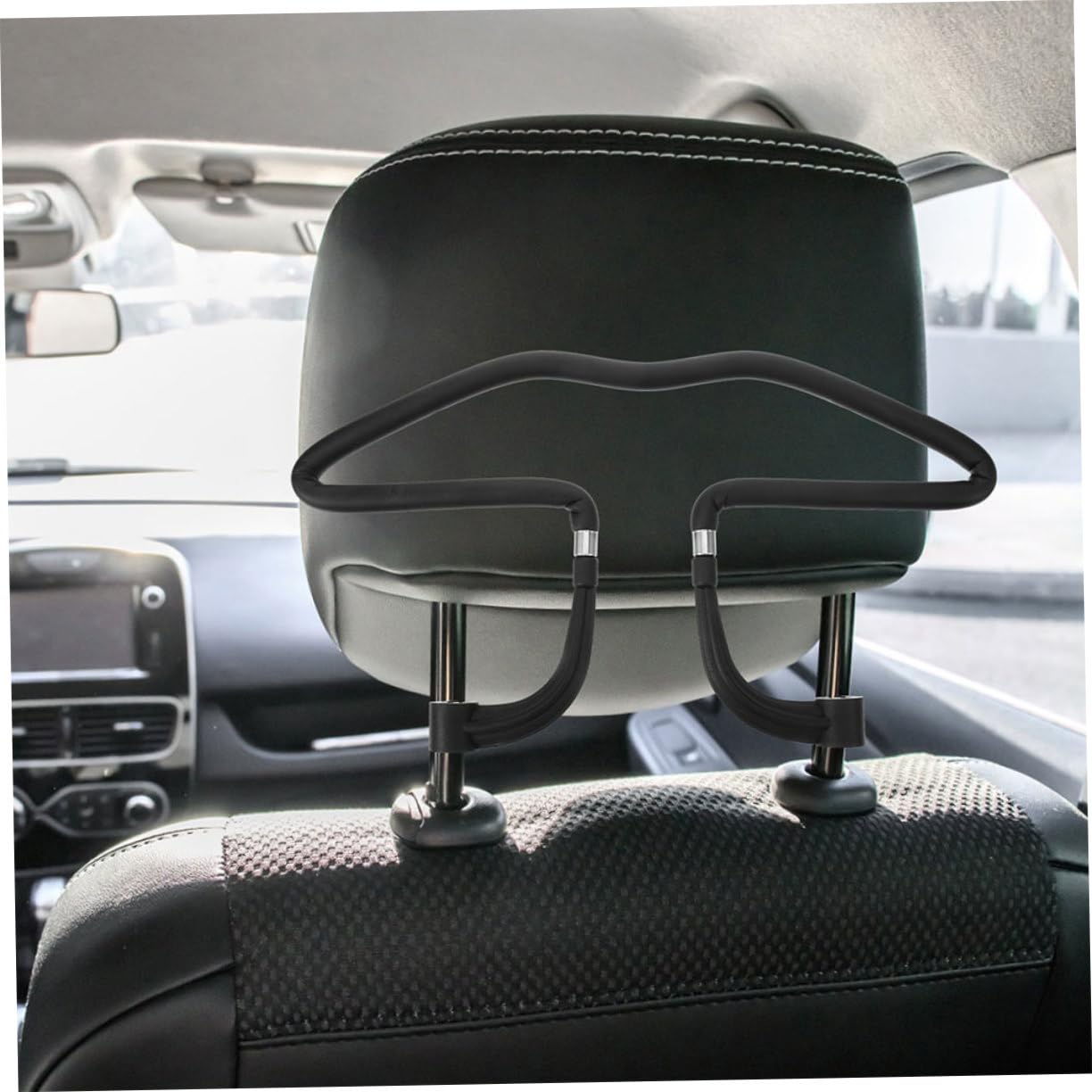 Cintre pour Voiture Appuie-tête Noir 2 Pièces PU Métal