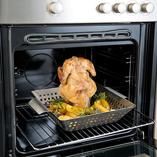 Foto von Rosenstein & Söhne Hähnchenbräter: BBQ-Hähnchen-Griller mit Aroma-Behälter für ganze Hähnchen (Hähnchengriller mit Aromabehälter, Hähnchengrill für Zuhause, Vertikalgrill)