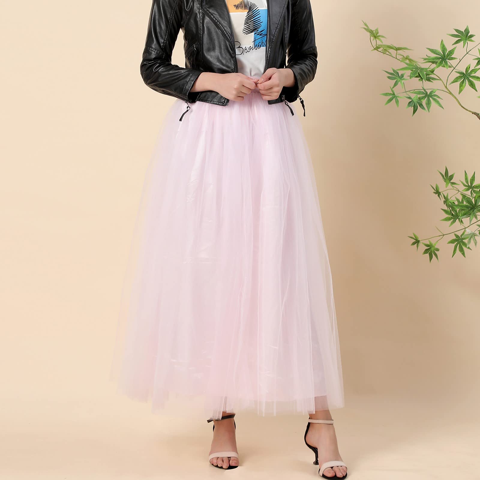 Abito lungo di carnevale pieghettato con gonna in tulle a rete taglie forti da donna 2026
