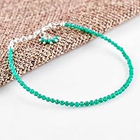 Vista 21 de Natural Gemstone Micro Round Beads Dainty Choker Bangle Bracelet, Handmade Jewelry for Women, Healing Chakra Crystals Silver Plated Chain 8 inch