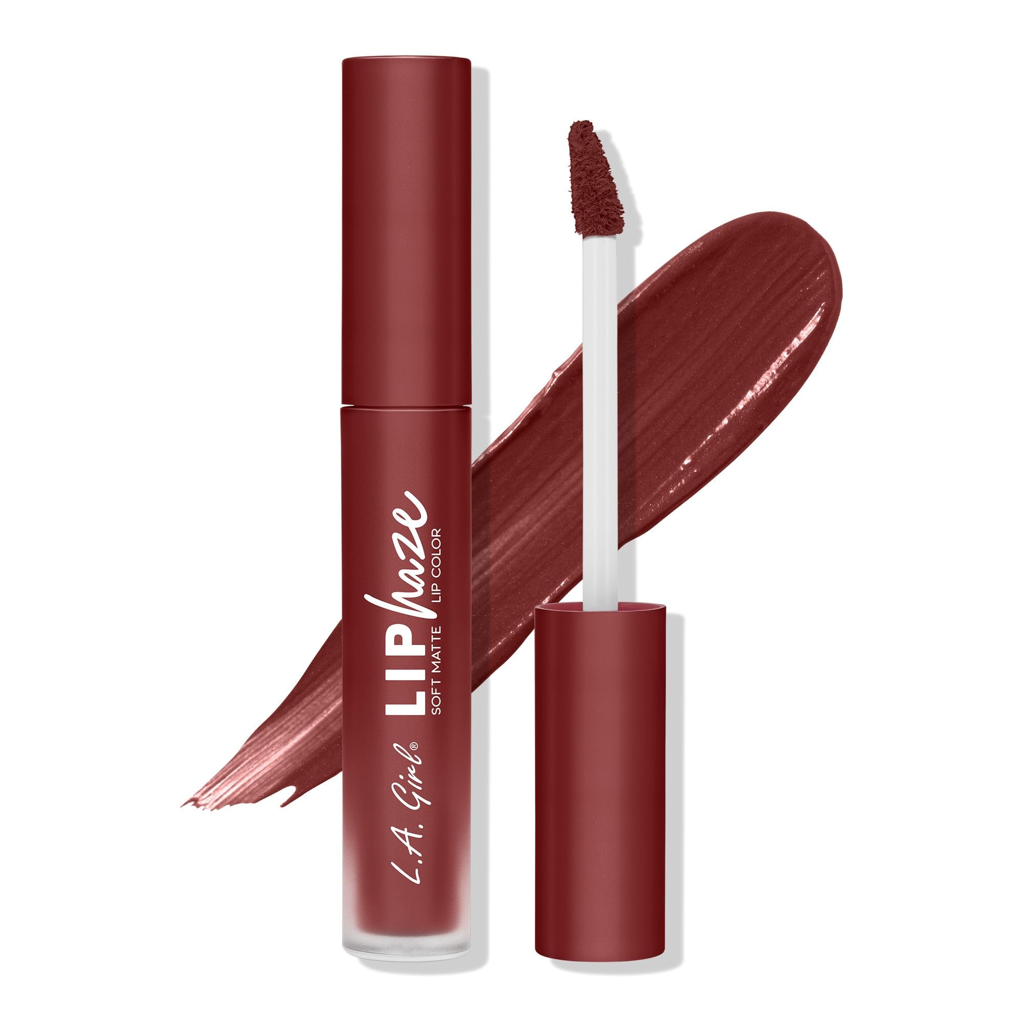 L.A. Girl Lip Haze Blurring Soft Matte Lip Color, Liquid Lipstick | Hyper-Pigmented, Long-Lasting, Low Transfer Formula | Velvet Cushion Comfort | Paraben-Free & Cruelty-Free Matte Finish | 3.3 ml (RISK TAKER, 3.3ml)-image-19