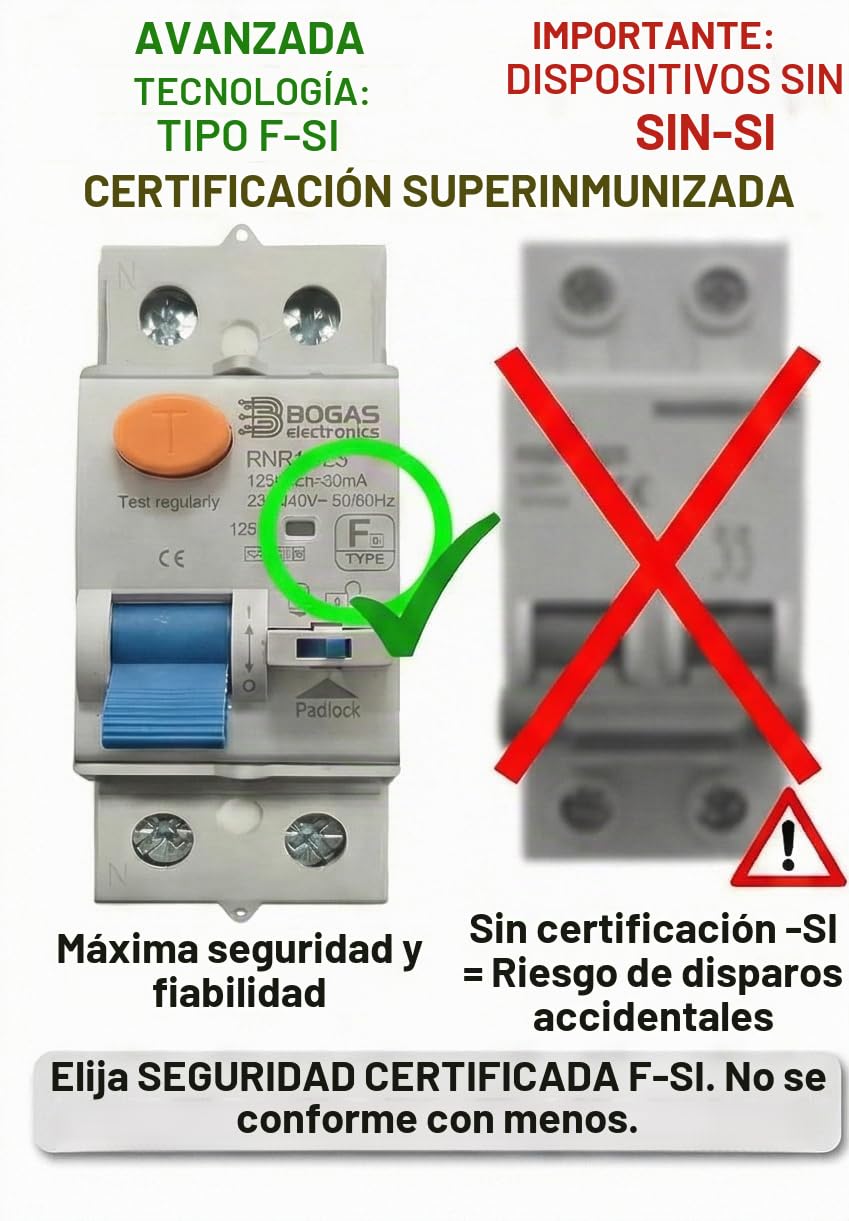 Diferencial electrico Type F-SI |40 amperios|300mA|2 polos (N+F)| con certificaciones oficiales y C E.