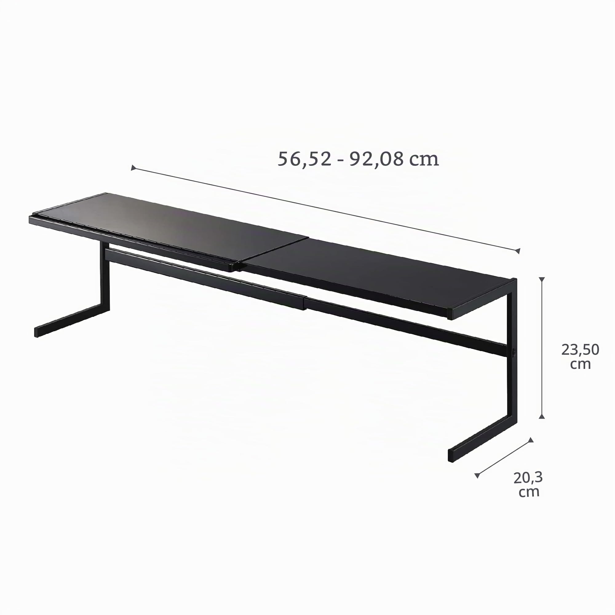 YAMAZAKI 4481 Tower Schmales ausziehbares Küchenregal, schwarz, Stahl, minimalistisch, 22,5 x 54-92 x 25 cm (L x B x H)