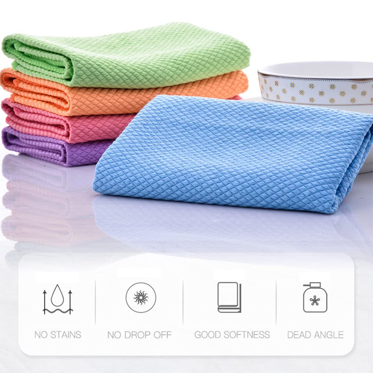 12 Chiffons Microfibre Kemes - 30x30cm Pour Nettoyage Sec Et Humide