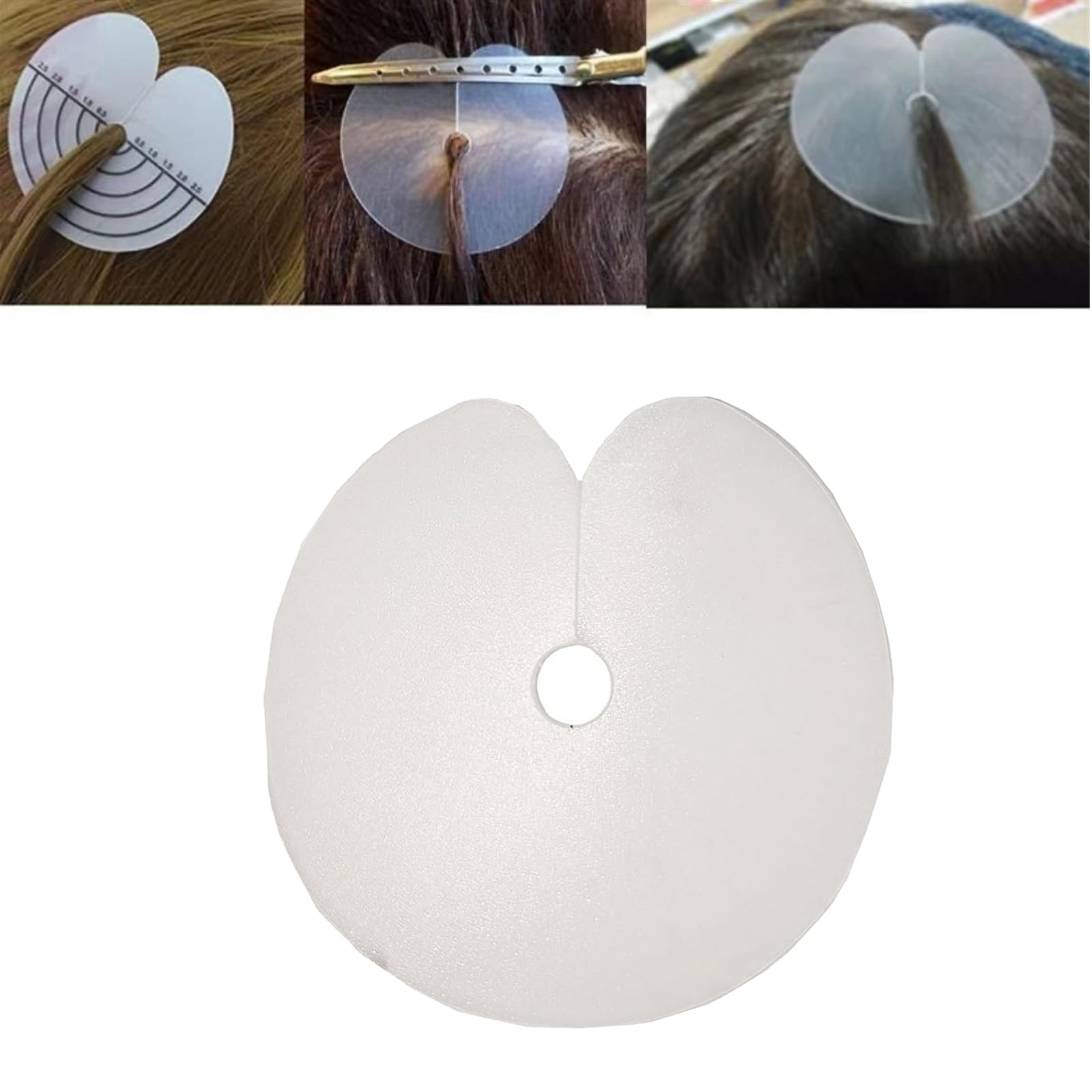 100Pcs Clear Hair Extensions Circular Single Hole Effective Hair Extension Heat Shield Guards Transparent Hair Extension Heat Shield Guards for Hair Extensions Bond - Image 4