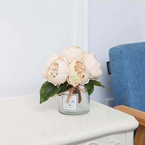 Miniatura 6 de Flores artificiales falsas, peonía de seda, 12 arreglos de cabezas de flores, ramos de boda, decoración floral de plástico, centros de mesa para el