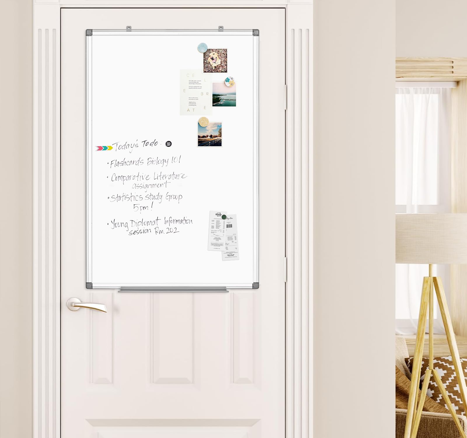 SWANCROWN Whiteboard, 76x50cm, Magnettafeln mit Aluminiumrahmen | Wandmontage oder Aufhängung, Trocken Abwischbar, Magnettafel Beschreibbar, mit Stiftablage, Whiteboard für Büro, Küche, Home