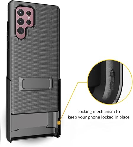 Miniatura 4 de Funda compatible con Samsung Galaxy S22 Ultra 5G (solo tamaño de pantalla de 6.8 pulgadas). Combo de funda híbrida de doble capa y funda de clip