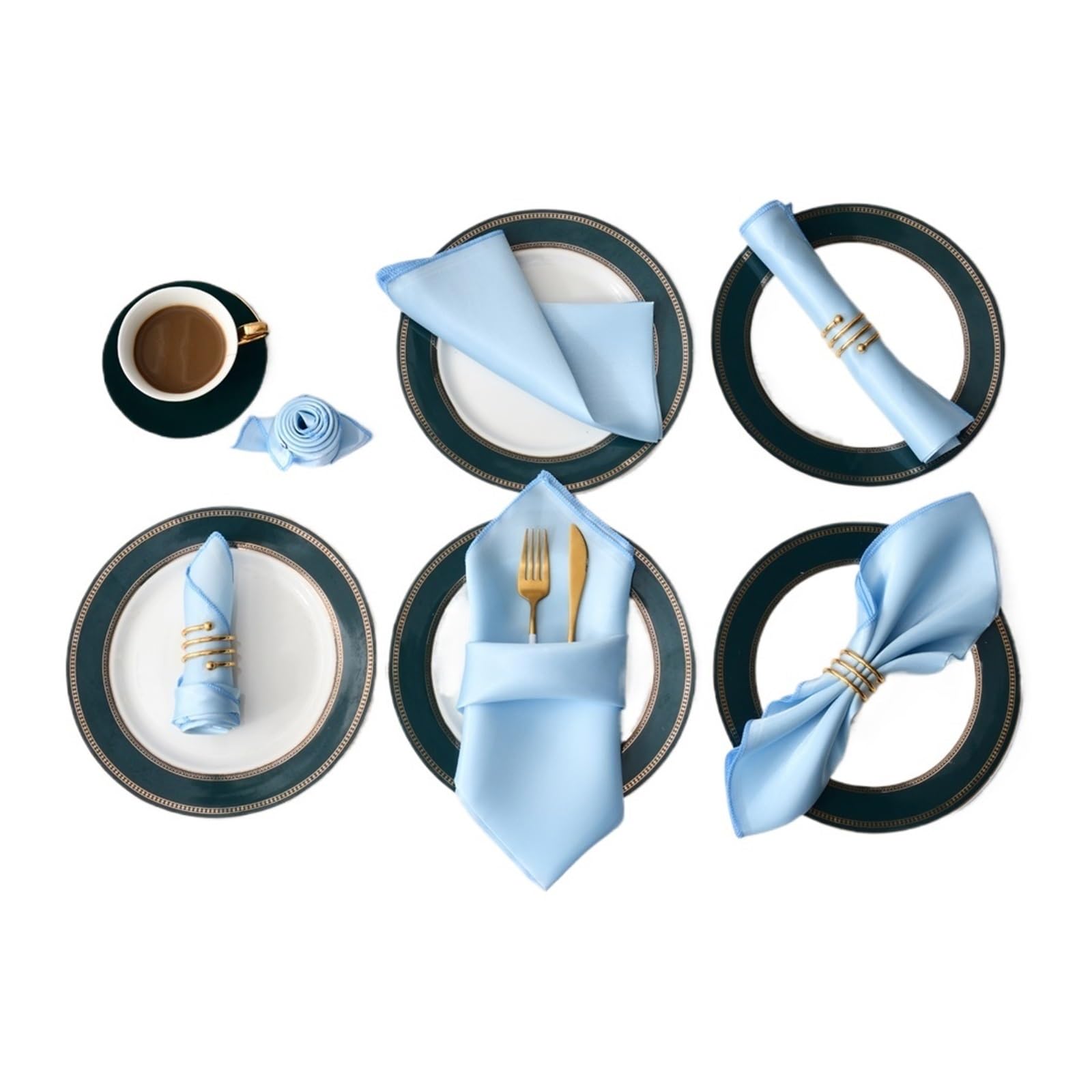 serviettes napkins 12Pcs 30X30cm Satin Table Napkin Soft Handkerchief Romantic Wedding Banquet Square Napkins Dinner Party Decoration for dining wedding party everyday home(12pcs blue)