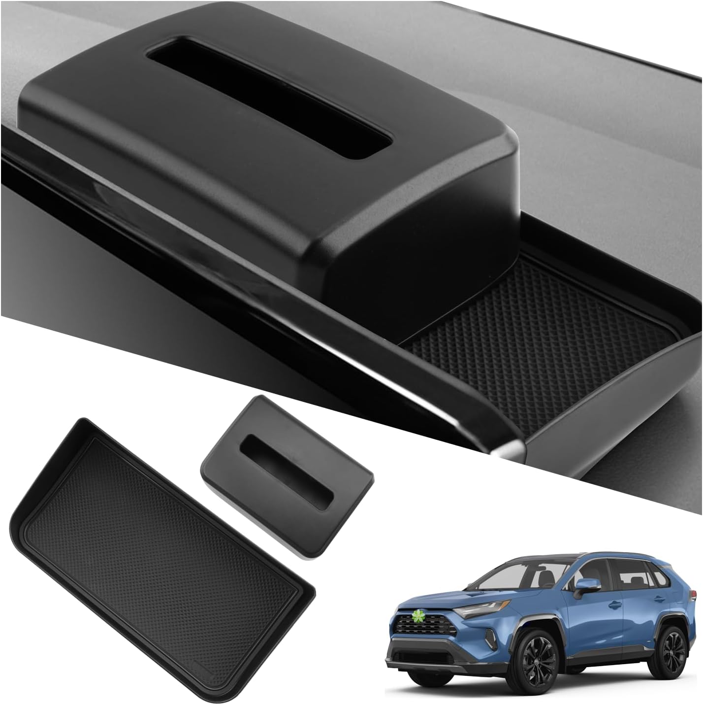 2025 RAV4 Behind Screen Organizer for 2025 Toyota RAV4 Accessories Dash Storage Tray with ETC Magnetic Tissue Box Compatible with 2019 2020 2021 2022 2023 2024 2025 Toyota RAV4