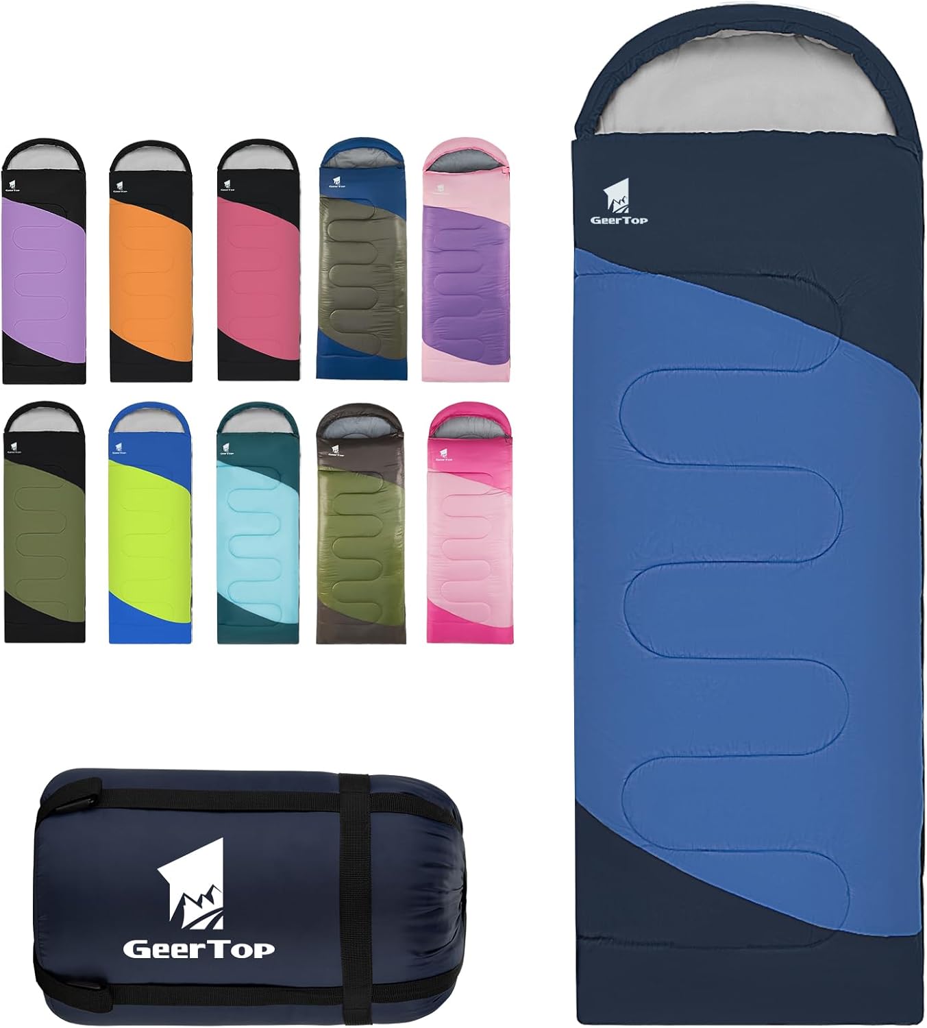 GEERTOP Backpacking Sleeping Bag for Camping, Lightweight Sleeping Bags for Adults Kids Summer Warm Cold Weather Hiking Travel