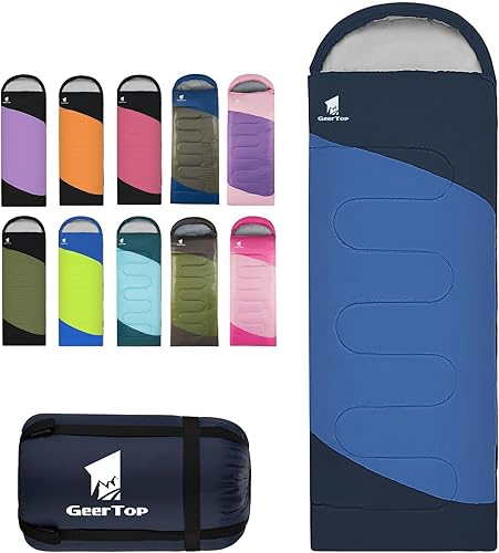 GEERTOP Backpacking Sleeping Bag for Camping, Lightweight Sleeping Bags for Adults Kids Summer Warm Cold Weather Hiking Travel