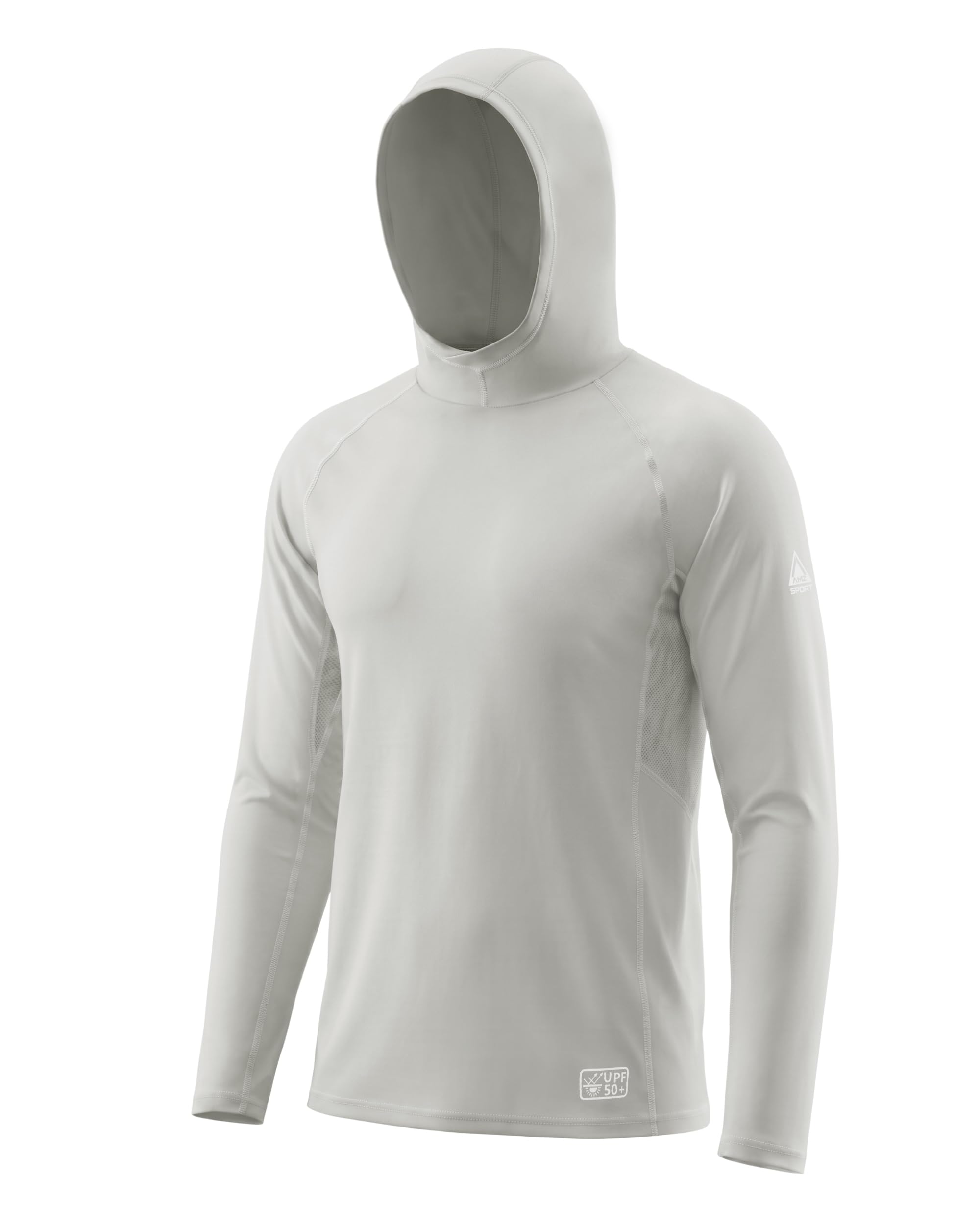 AMZSPORT Sudadera con Capucha UPF 50+ para Hombre, Camiseta de Manga Larga con Protección Solar UV, Rashguard