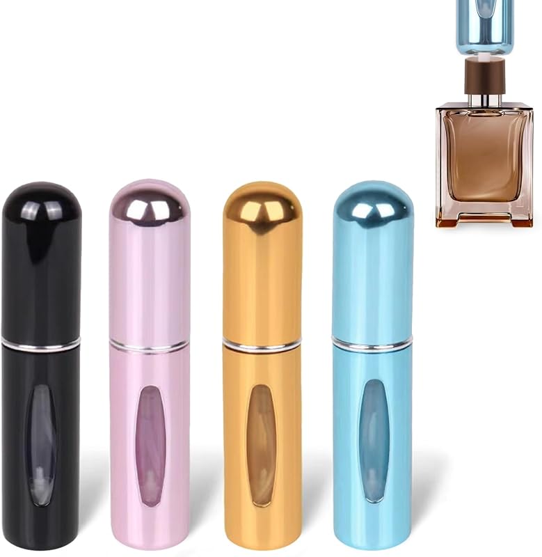 Travel Refillable Perfume Atomizer Bottles,5ml Mini Portable Spray Bottles for Travel Accessories,Multicolor Perfume Containers (4, 4 colors)