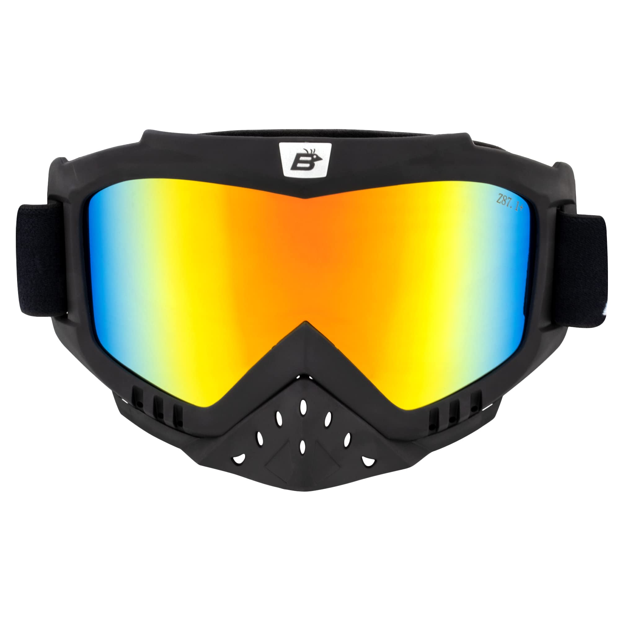 Birdz Lunettes Toucan Moto ATV Rembourrées Protège-nez amovible Verres miroir rouge et bleu
