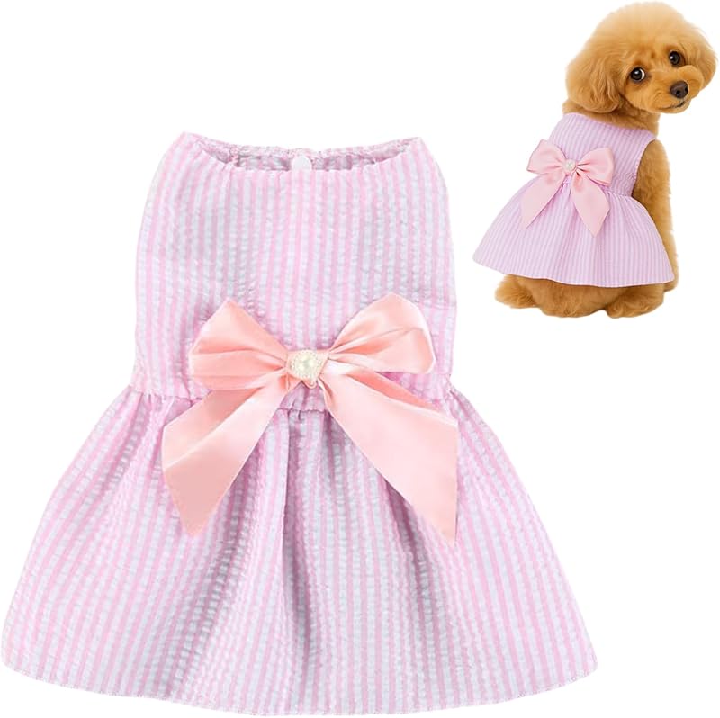 Vestido para Cães e Gatos OTKARXUS com Laço, Sem Mangas e Botões Frontais — 1 unidade