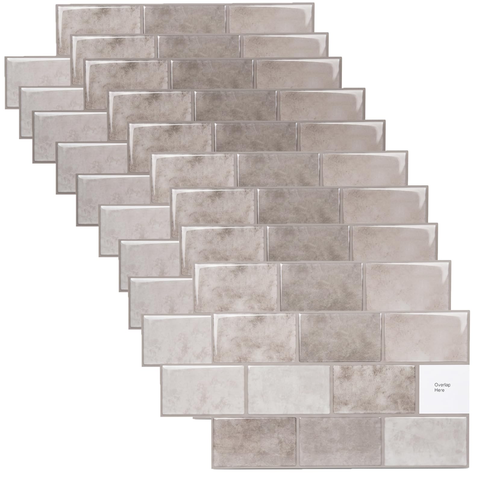 YUWJOOWEE Marble Effect Tile Stickers Peel and Stick Wall Tiles, 10 Sheets