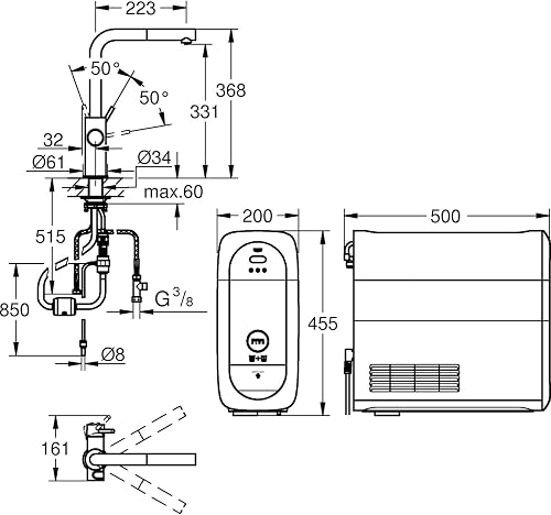 GROHE Blue Home Mitigeur évier avec système de filtration de l'eau bec L 31539DC0 (Import Allemagne) - 3
