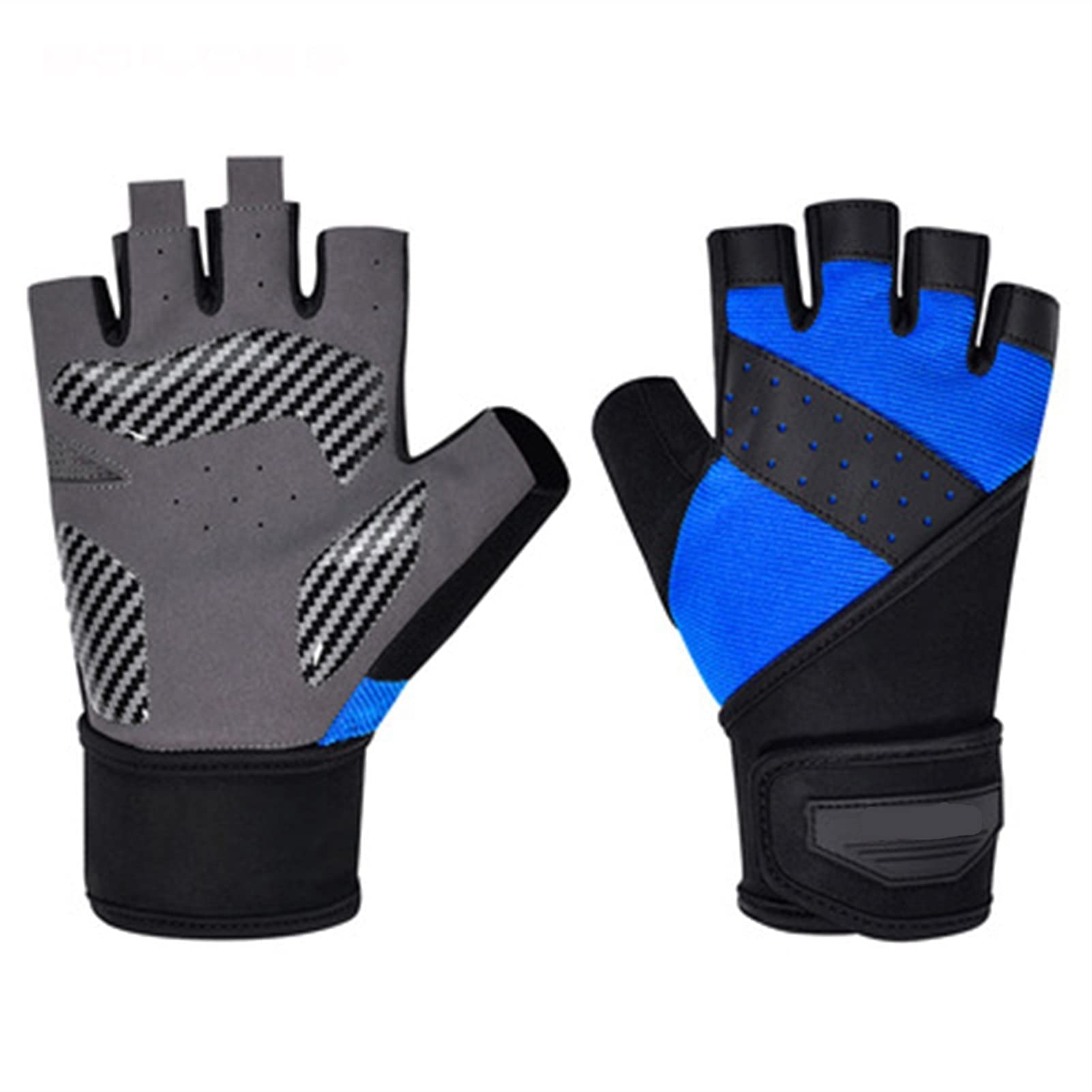 Guanti da guida senza dita, Guanti sportivi, Guanti mezze dita, Guanti for sollevamento pesi for uomo Donna Guanti da palestra Protezione Mezze dita Traspiranti con supporto for il polso(Blue,XL)