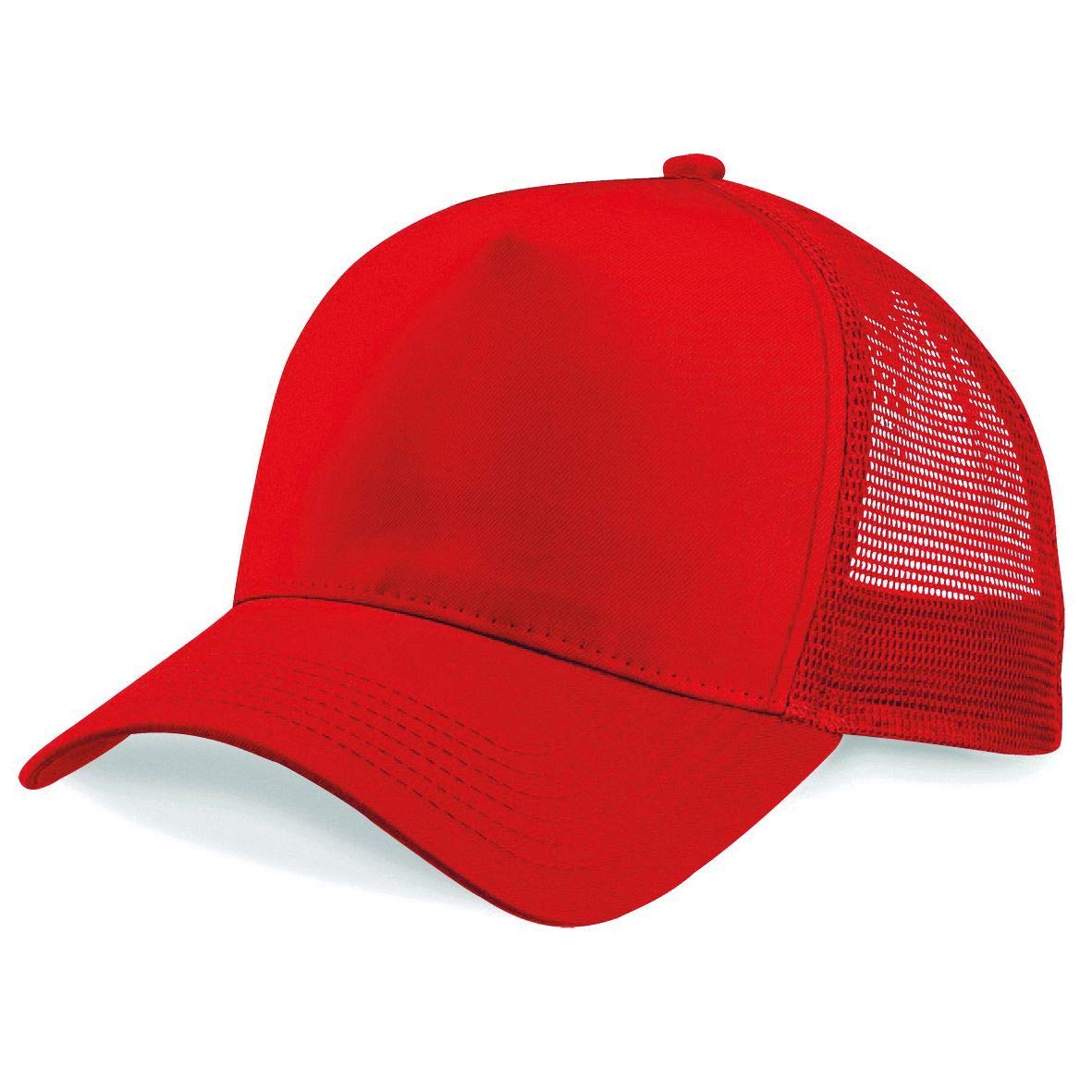 Mkr Unisex Red Plain Trucker Cap Mesh Back Baseball Cap Snapback