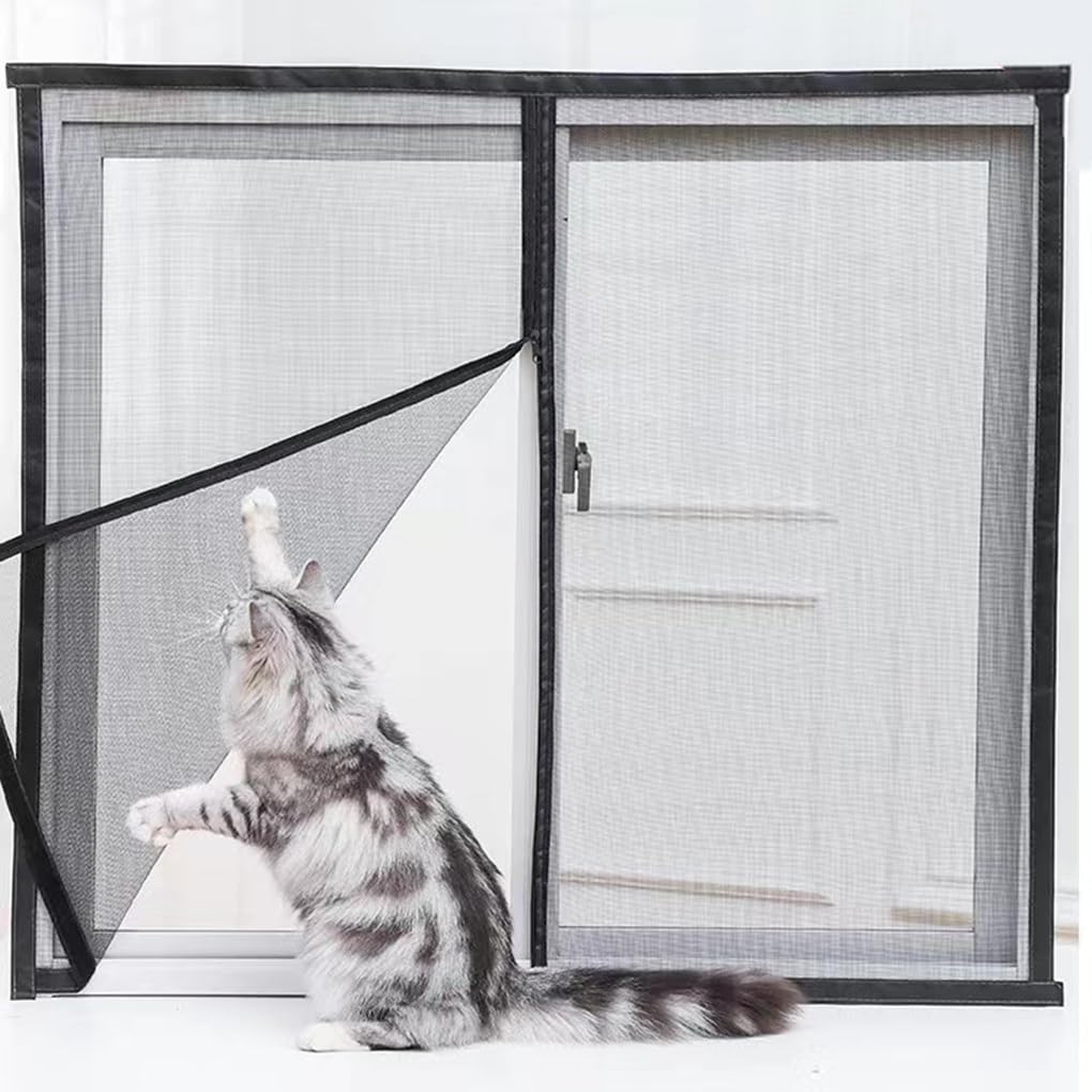LINGXIYA Pantalla de ventana de gato de tamaño personalizado, red de seguridad para gatos, protección de malla para mosquitos, mosquitera, malla protectora para balcón, ventana de patio