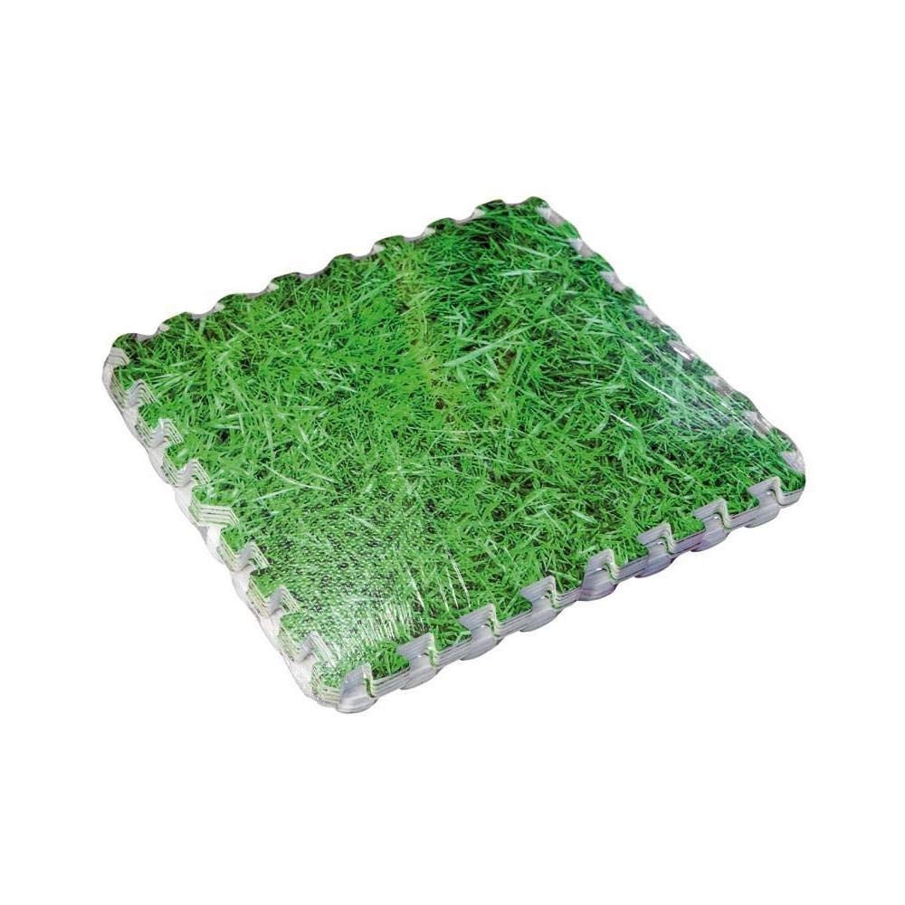 Gre MPF509GR - Protector de Suelo para Piscina Fabricado en EVA Imitación Hierba, 9 Piezas, 8 mm de Grosor, Resistente y Antipinchazos