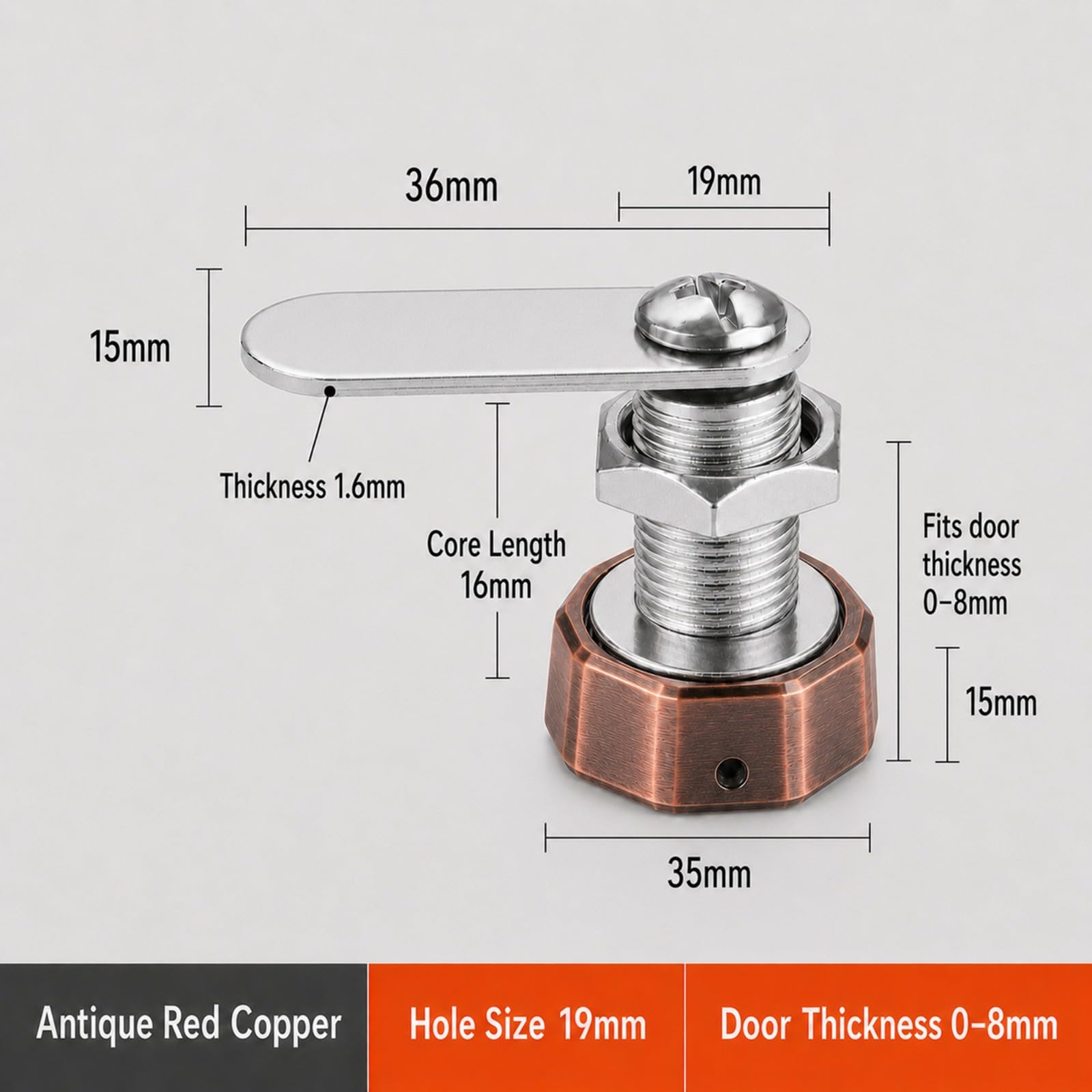 Serrure à combinaison, serrure sans clé à 3 chiffres, cylindre de 16 mm (5/8"), serrure de sécurité en métal pour tiroirs de classement et rangements de bureau(Antique Copper,10PCS)