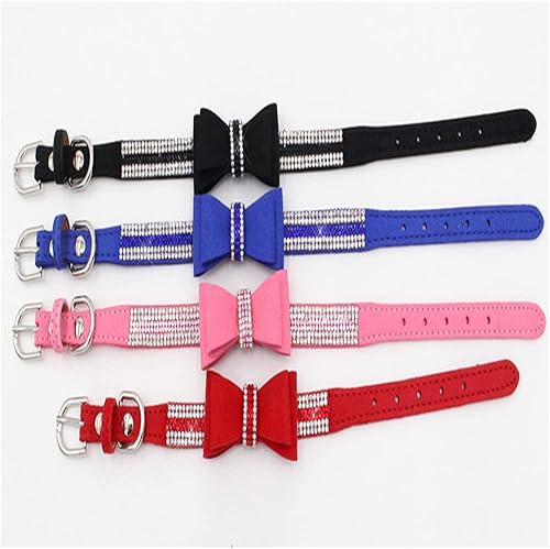 Miniatura 9 de Collar para perros pequeños con diamantes de imitación, collar con lazo para cachorros con lazo y purpurina ajustable para perros pequeños,