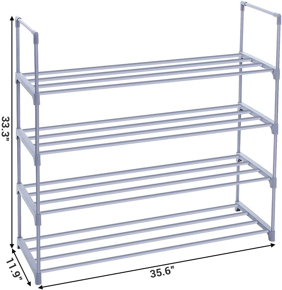 SONGMICS 4-Tier Shoe Rack Shoe Tower Shelf Storage Organizer Cabinet Gray ULSA14G