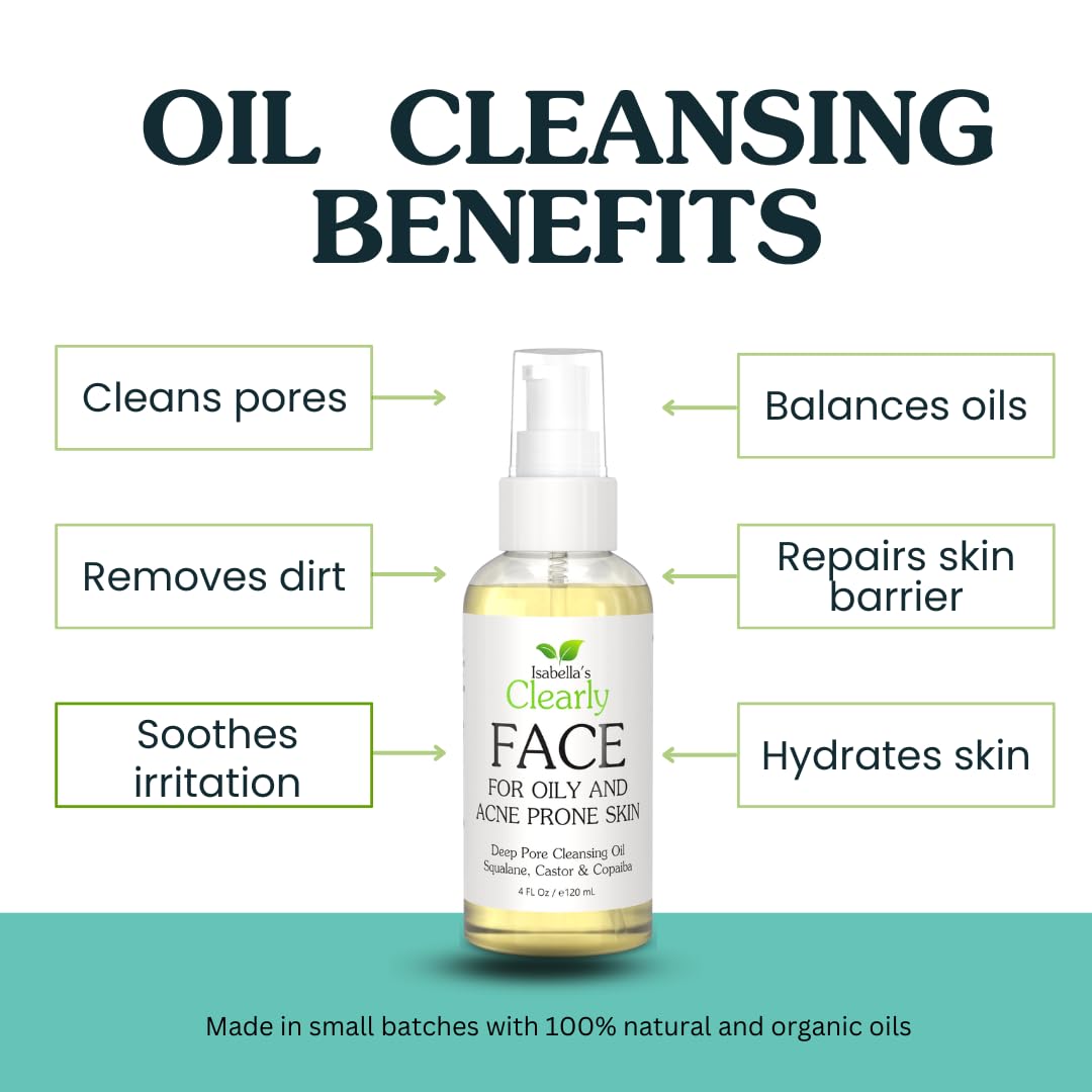 Clearly FACE, Natural Oil Cleanser Face Wash and Makeup Remover | Anti Aging Cleansing Oil with Rosehip, Avocado, Sea Buckthorn, Vegan Squalane | Water Free, Made in USA