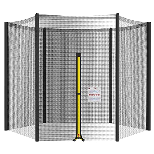 TEQIN Trampoline Net Replacement, Trampoline Enclosure Net Only with Zipper & Buckle, Safety Net for Most Trampolines with Round Frames 10ft - 6 Poles - 3.06 Meter