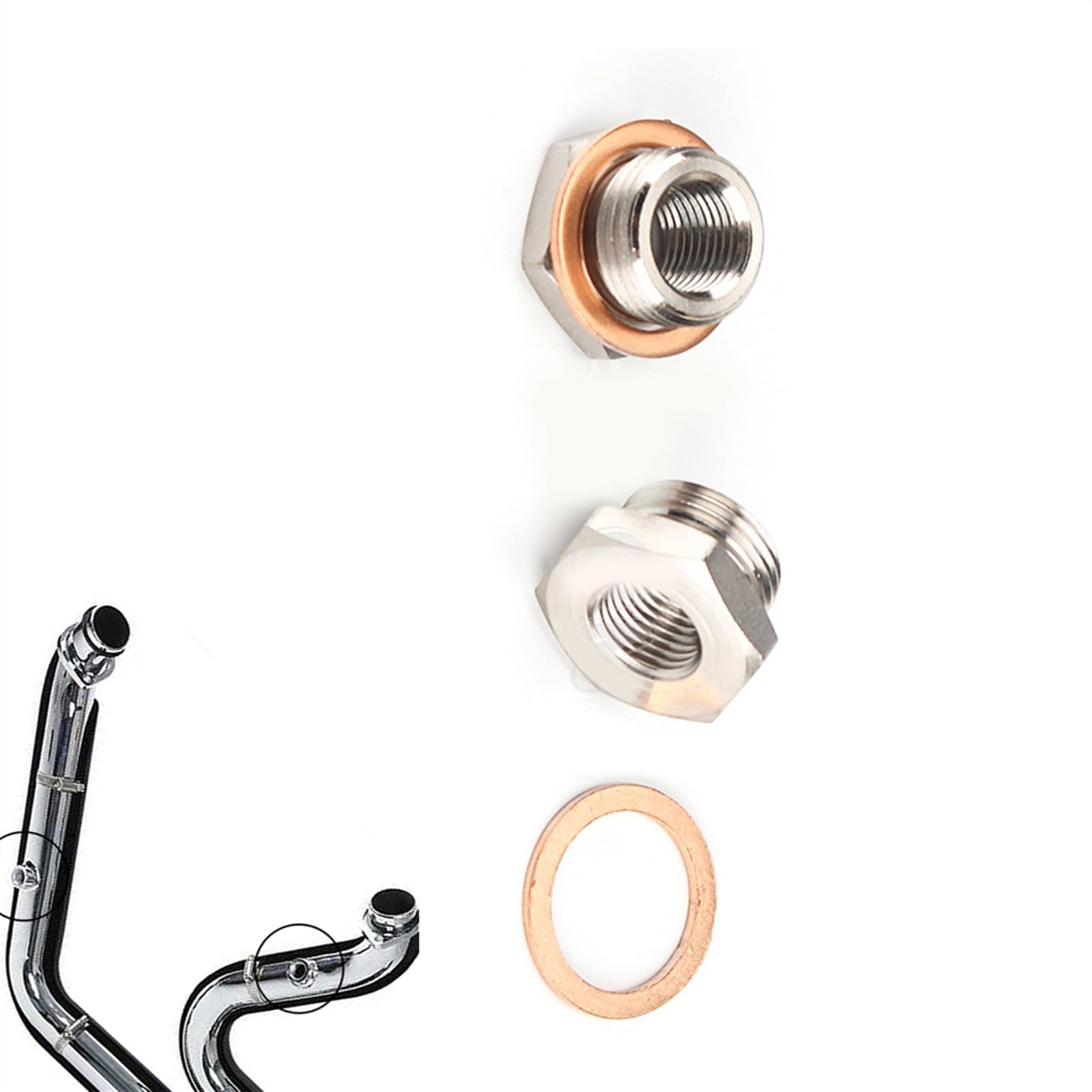 Stainless Adapters Reduce O2 Sensor Exhaust Ports Bungs 18mm To 12mm For Harley Softail Road King V-Rod Night Rod Special FXDBB (Color : 2 pcs)