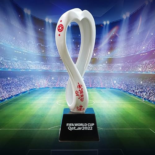 Lngodeho 2022 Worldcup Soccer Qatar Mascot Sculpture, 11-Inch Height Ceramic Mid-Asia Design Souvenir Prize Award Trophy Memorial Artwork (Black Base) #TOP2