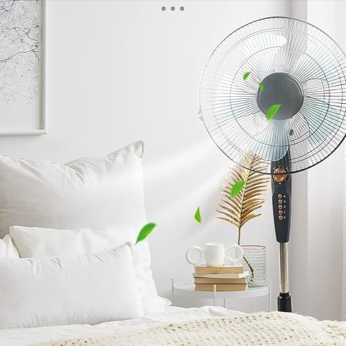 Miniatura 4 de Ventilador eléctrico de 3 velocidades con ajuste de piso, ventilador oscilante de gran angular con 5 cuchillas grandes, ventilador de pie con