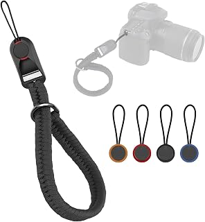 GUOYOU Correa negra de liberación rápida para cámara, correa tejida para cámara, correa de muñeca para teléfono con hebilla de liberación rápida de 4 colores para teléfonos móviles y cámaras