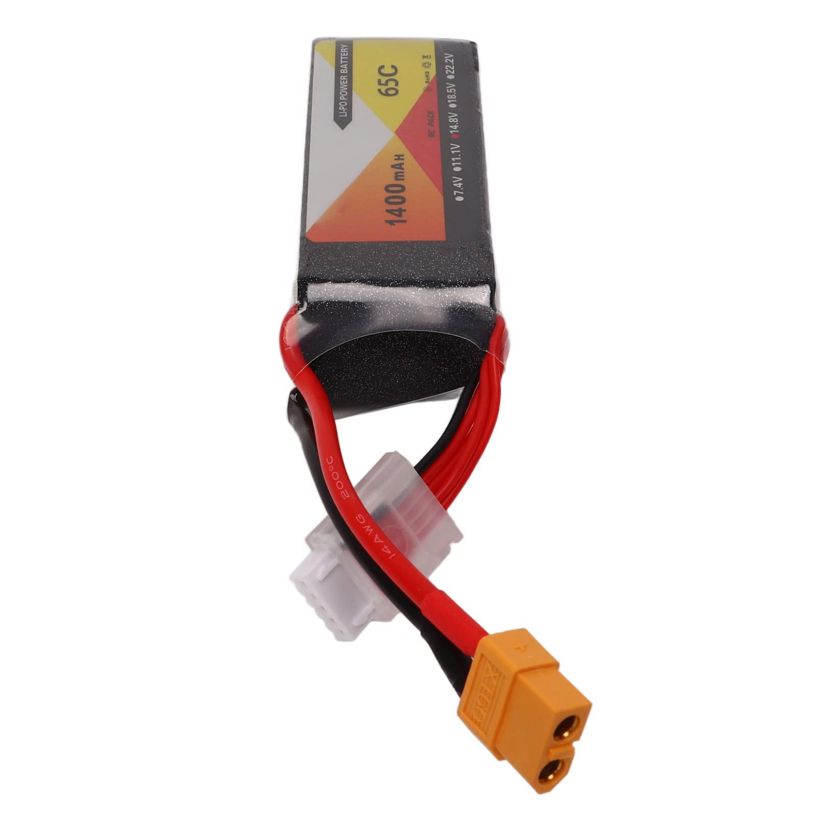 Batterie Lipo RC 1400mAh 14.8V 65C, Bloc d'alimentation à Haut Débit pour Avion télécommandé FPV Racing Quadcopter