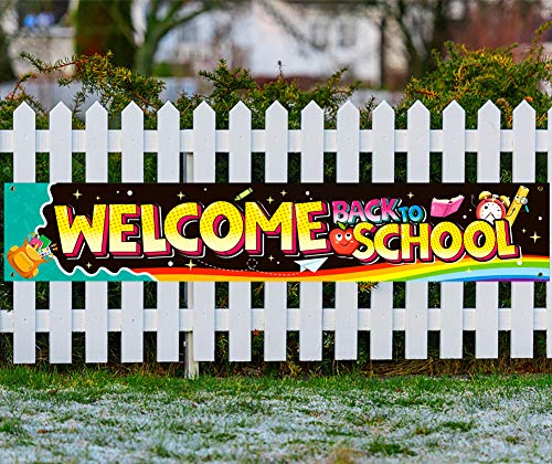 Hohomark Welcome Back to School Banner Large 9.8x1.75 FT First Day of School Backdrop Banner for Teachers Students Welcome Back to School Party Decorations Supplies for Preschool School Classroom Office