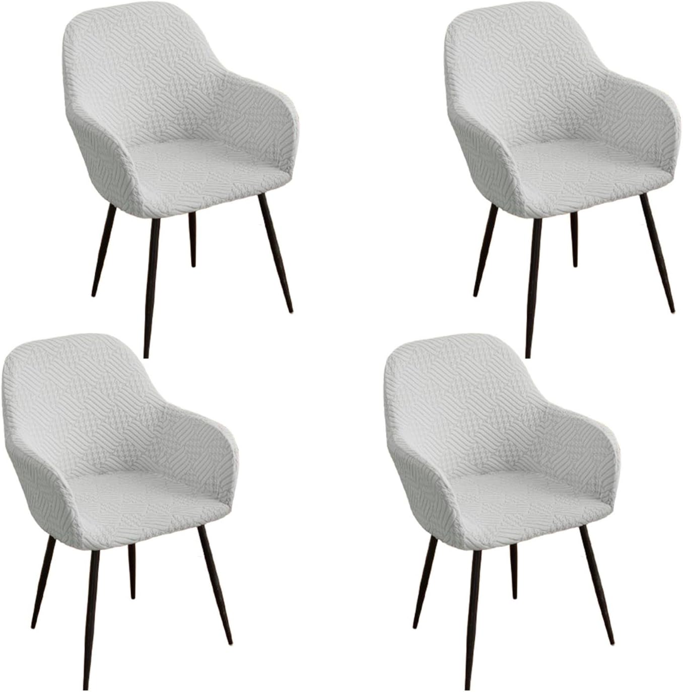 Stretch Curved Back Chair Covers Jacquard Dining Chair Slipcovers Stretch Dining Room Chair Covers Washable Dining Chair Protector for Dining Room Banquet Party,Light Gray,4pcs