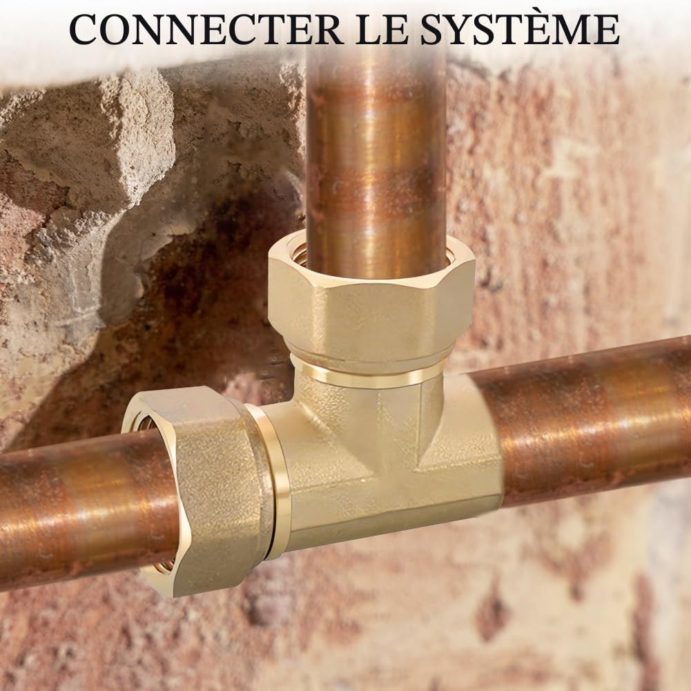 IGxIGxAG Lot de 2 raccords en T de 1" en laiton G1" en laiton - Raccord en T DN25 - Pour installations sanitaires, salles de bains, chauffages, climatiseurs