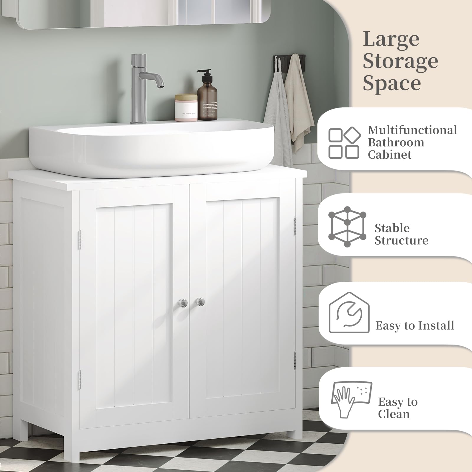 WOLTU BZS02ws Badkamerkast Staandekast 60x60x30cm,badkamer meubel