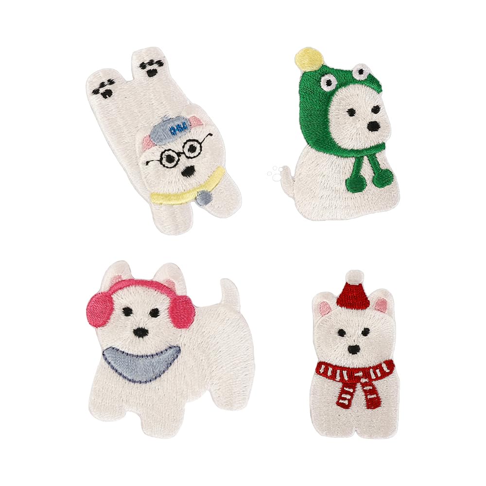 Buer Homie Self-Adhesive Embroidered Patches,4 Patterns (Dogs)
