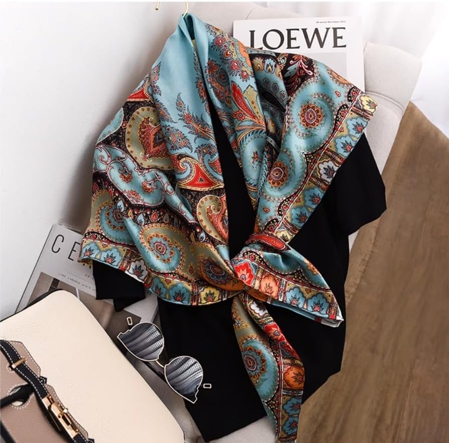 100% Pure Mulberry Silk Scarf 43”*43” Large Square Lightweight Headscarf Women’s Hair Wraps Shawls with Gift Packed - Image 2