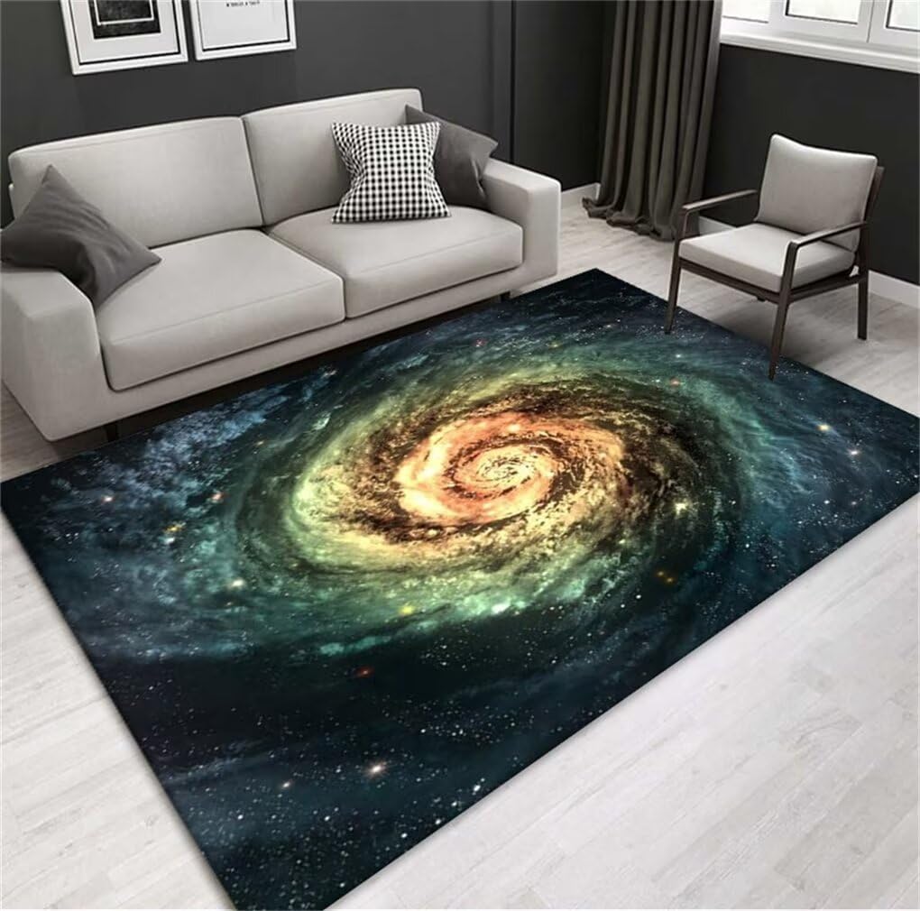 Grand tapis chambre vert 50x80cm tapis de sol salon motif étoile
