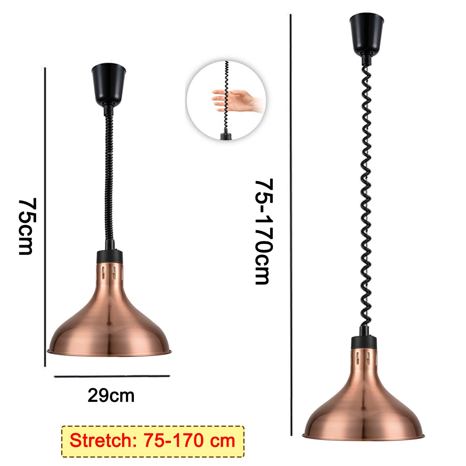 Lampe Chauffante pour Aliments, Lampe Suspension Commercial pour Cuisine, Hôtel et Buffet, Équipements de Restauration de Professionnel Lampe D'isolation, 220V, Lot de 3 (Champagne)