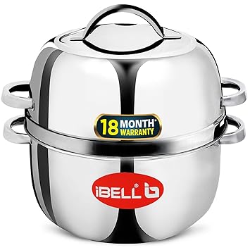 iBELL 1 kilogram Premium Stainless Steel Steam Pot, Thermal Rice Cooker, Induction Based Pot with Rubber
