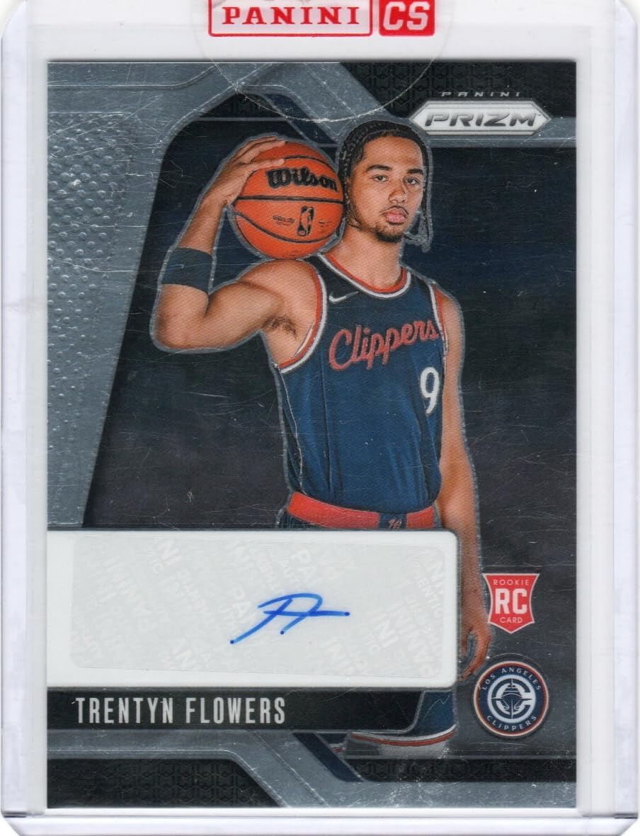 Trentyn Flowers Autographed Rookie Card Auto Collectible Basketball Card - 2024 Prizm Basketball Card #RSI-TFO (Clippers)