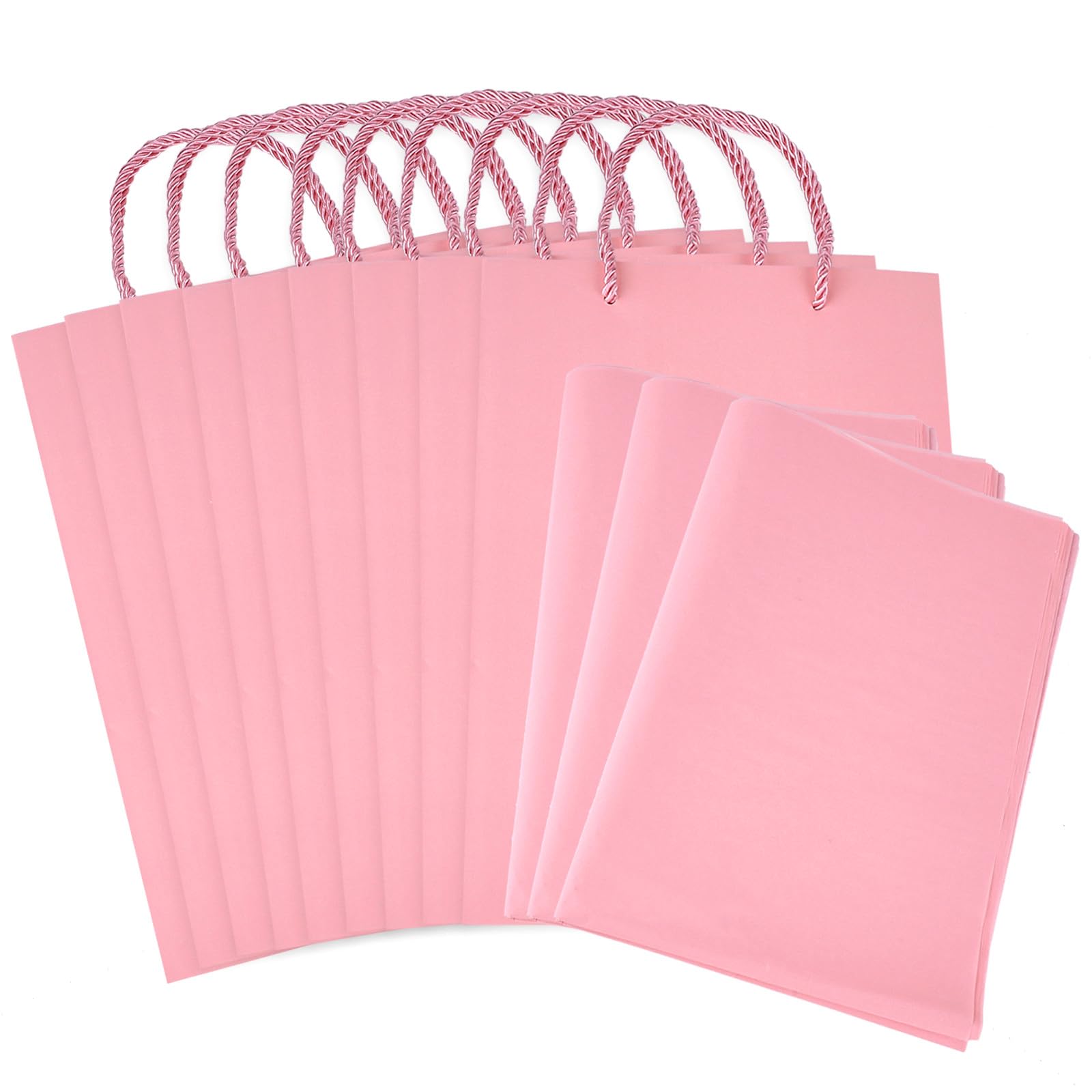 Jutieuo 10 Pack Luxury Pink Gift Bags Medium Size with Tissue Paper, Premium Paper Gift Wrap Bags with Handles for Birthday, Wedding, Holiday, Party - 11" x 8" x 4"
